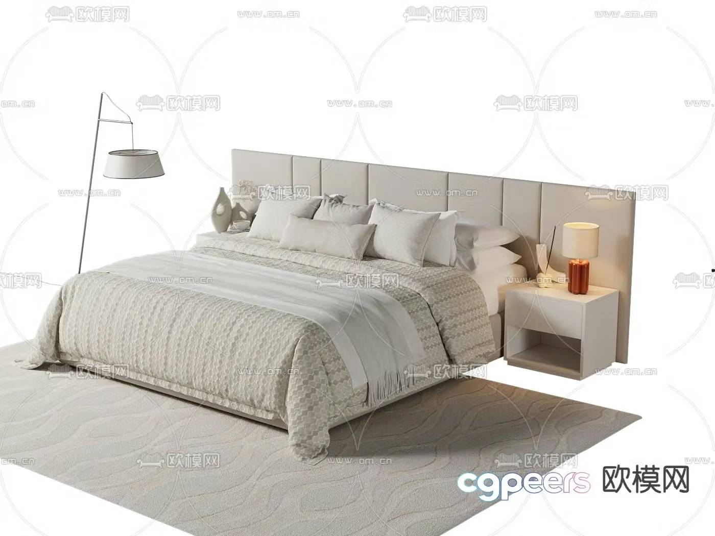 Modern double bed 3d model
