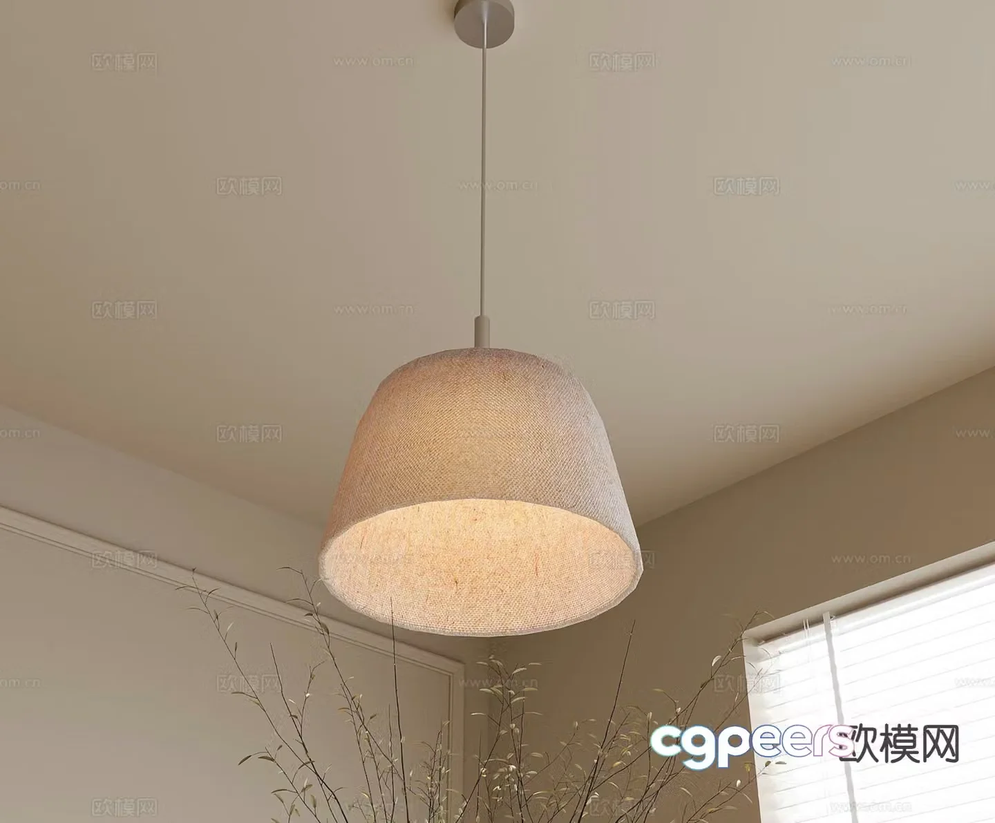 Creamy Chandelier Lamp Shade Chandelier 3D Model