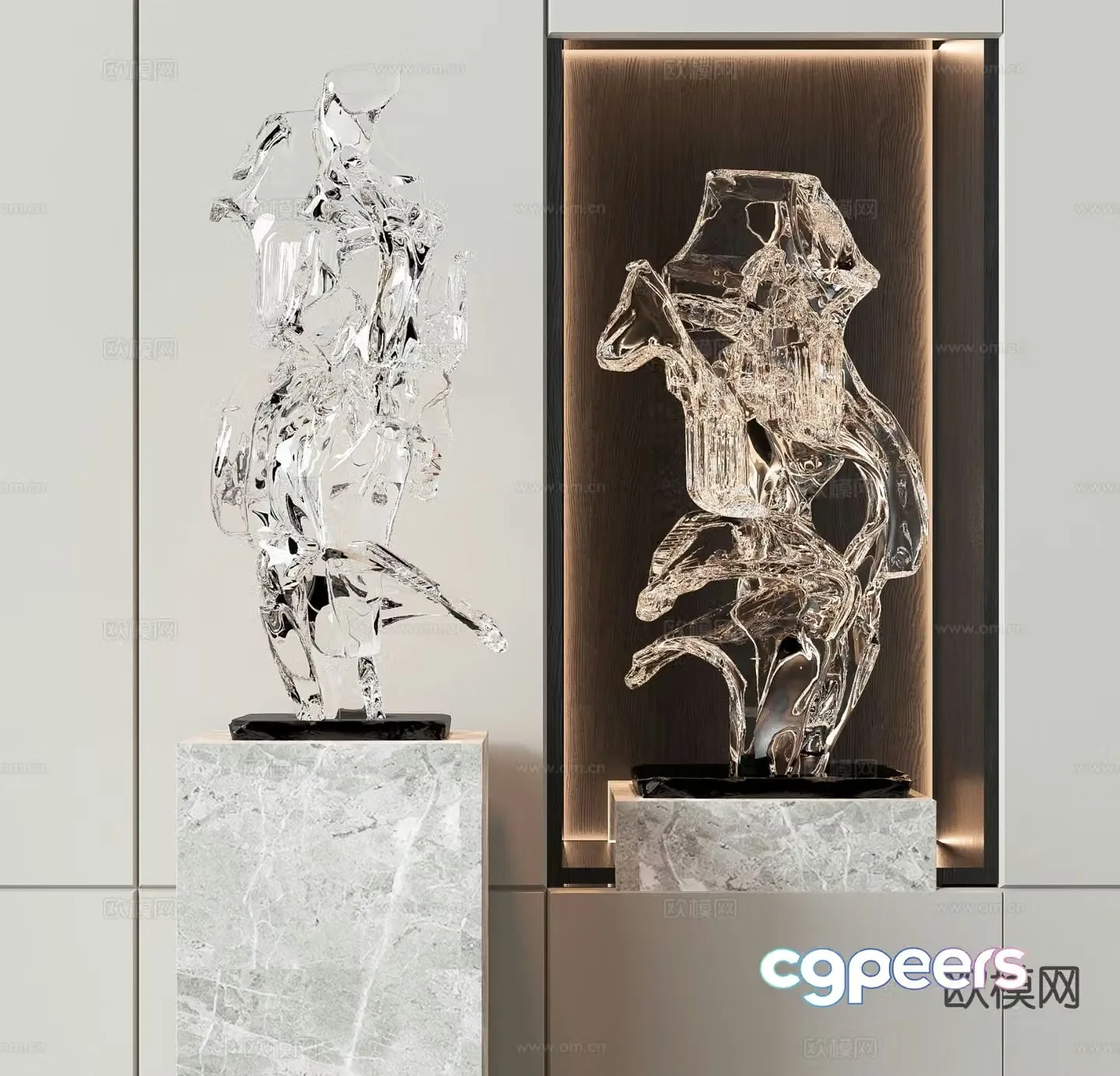 Modern acrylic sculpture ornaments 3d model