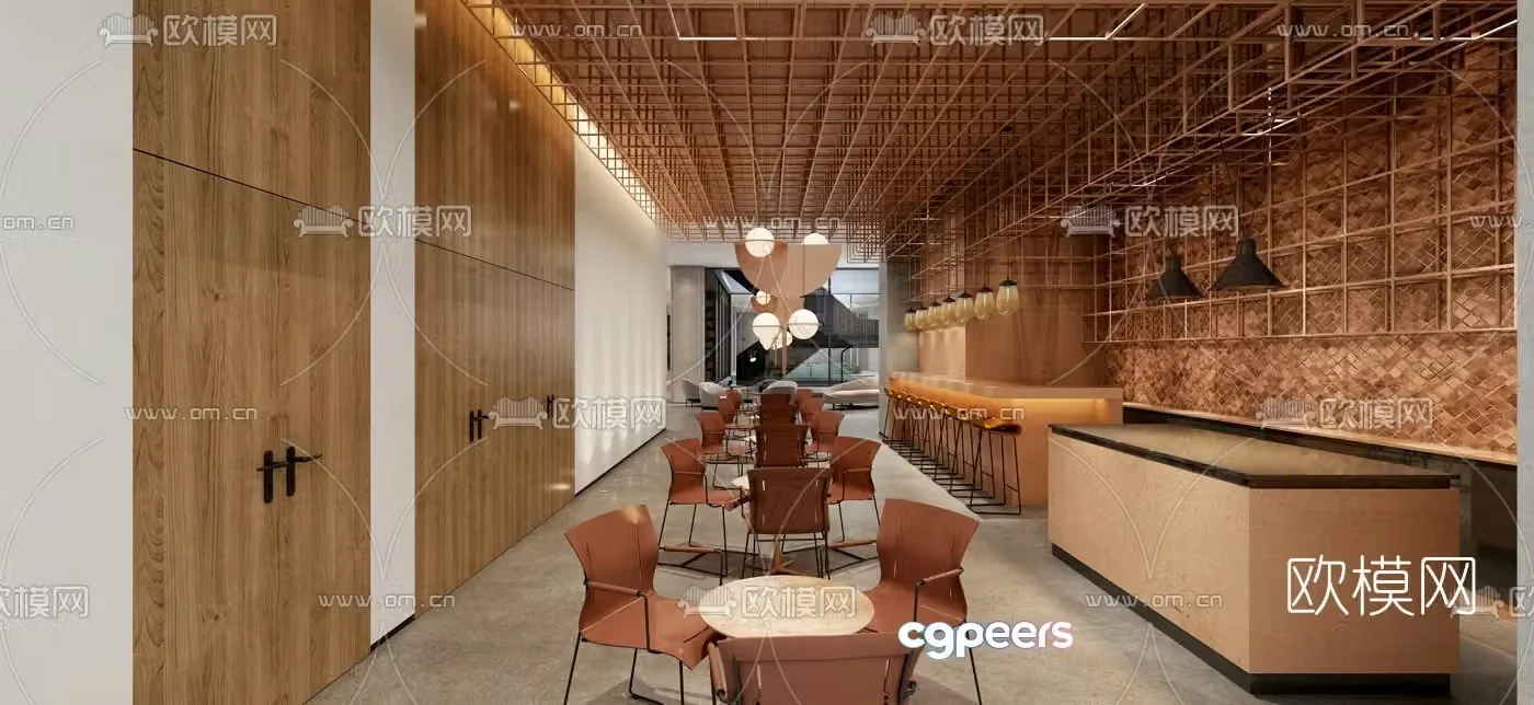 Modern hotel lobby leisure area 3d model