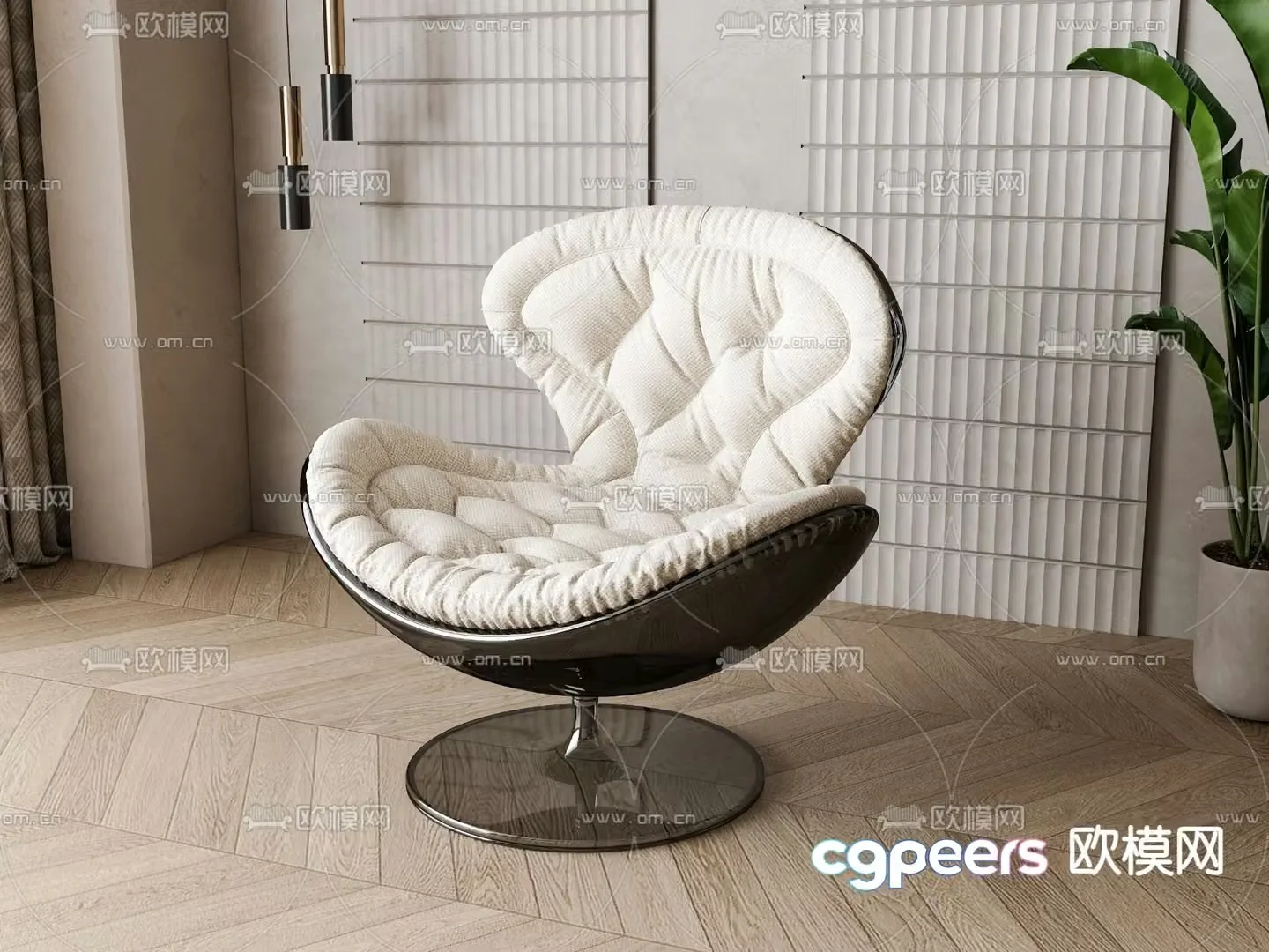 Modern eggshell chair leisure chair 3d model