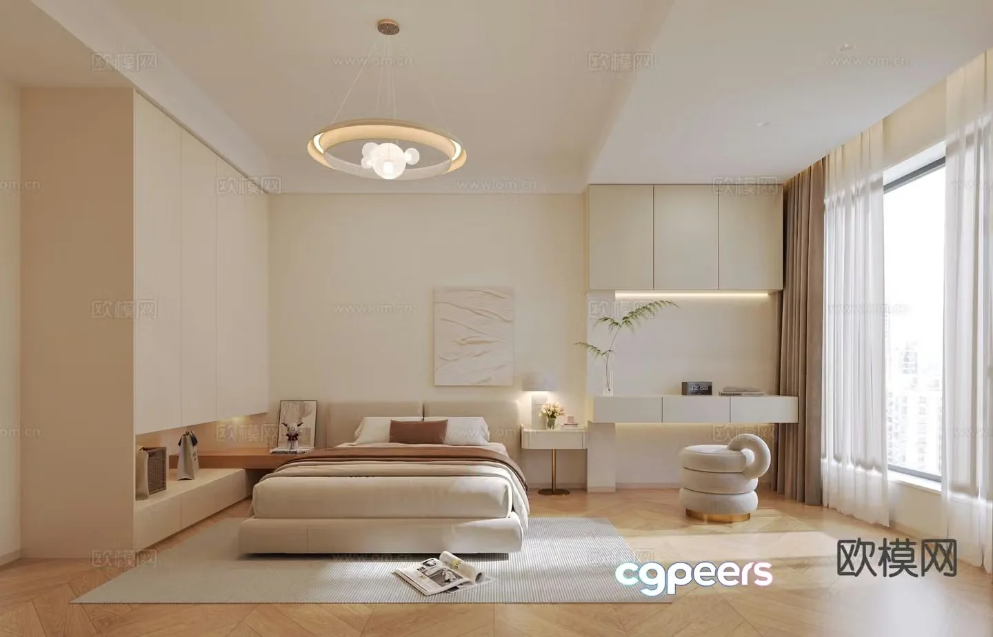 Modern bedroom second bedroom girls room 3d model