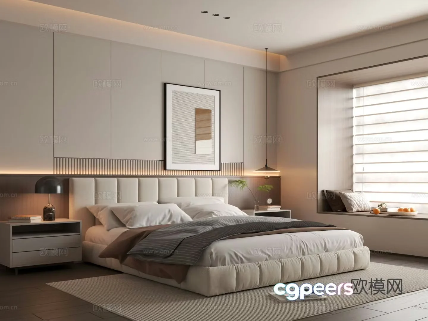 Modern bedroom Italian bedroom Bedroom Bedroom Bedroom Background Wall 3D Model