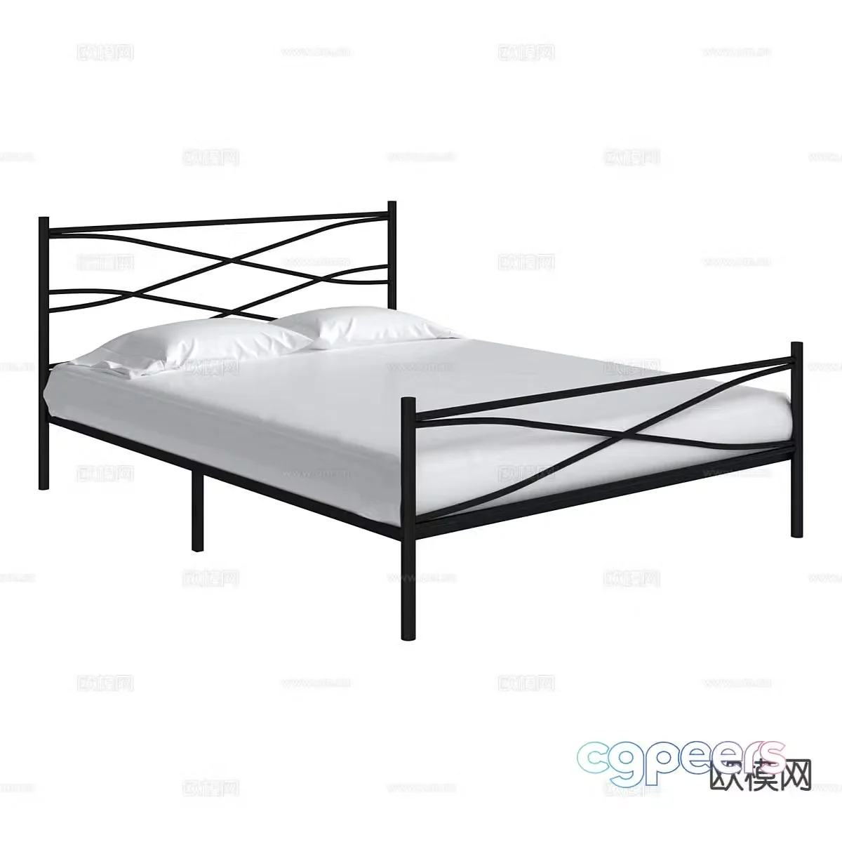 Modern double bed 3d model