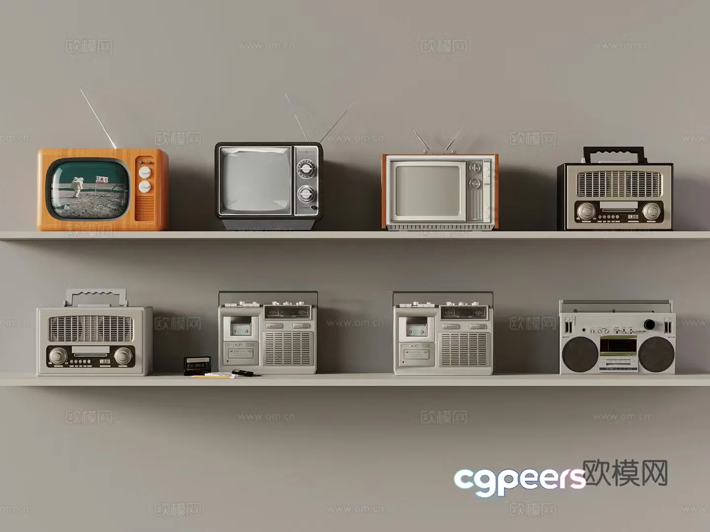 Middle style audio retro audio radio 3d model