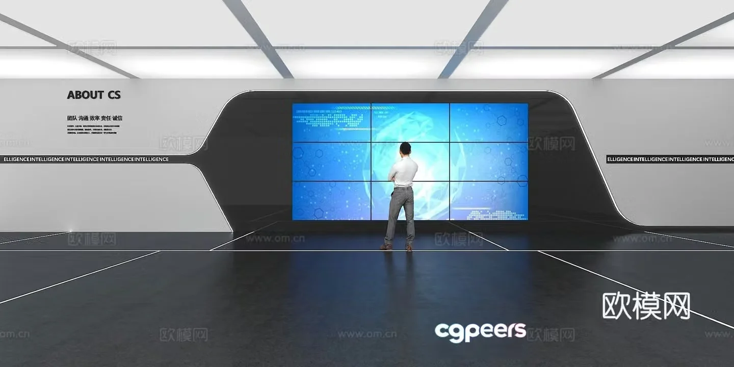 Cultural wall Corporate culture wall Display wall Large screen Exhibition hall Campus culture Corridor 3D model