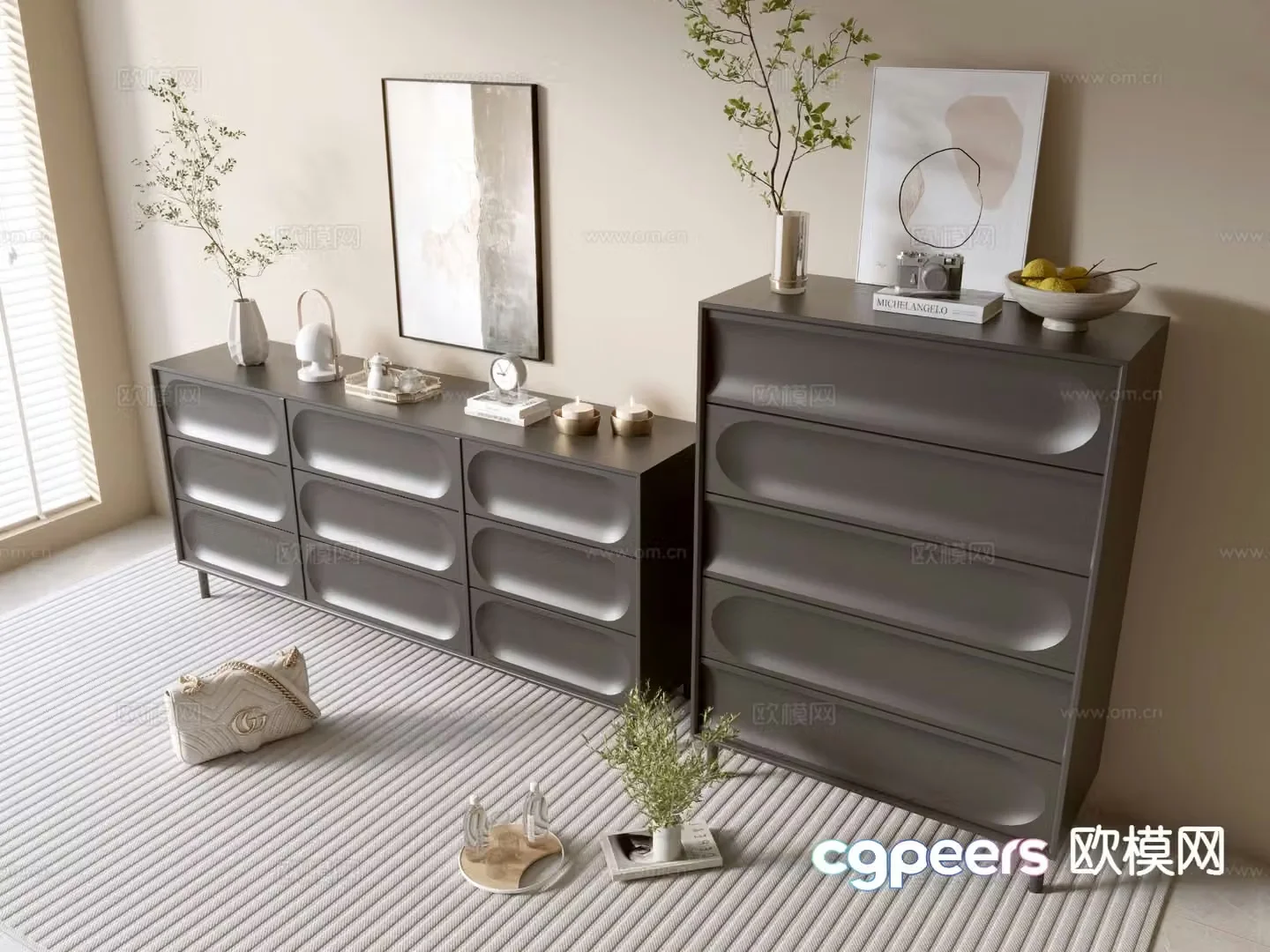 Modern chest of drawers side cabinet 3d model