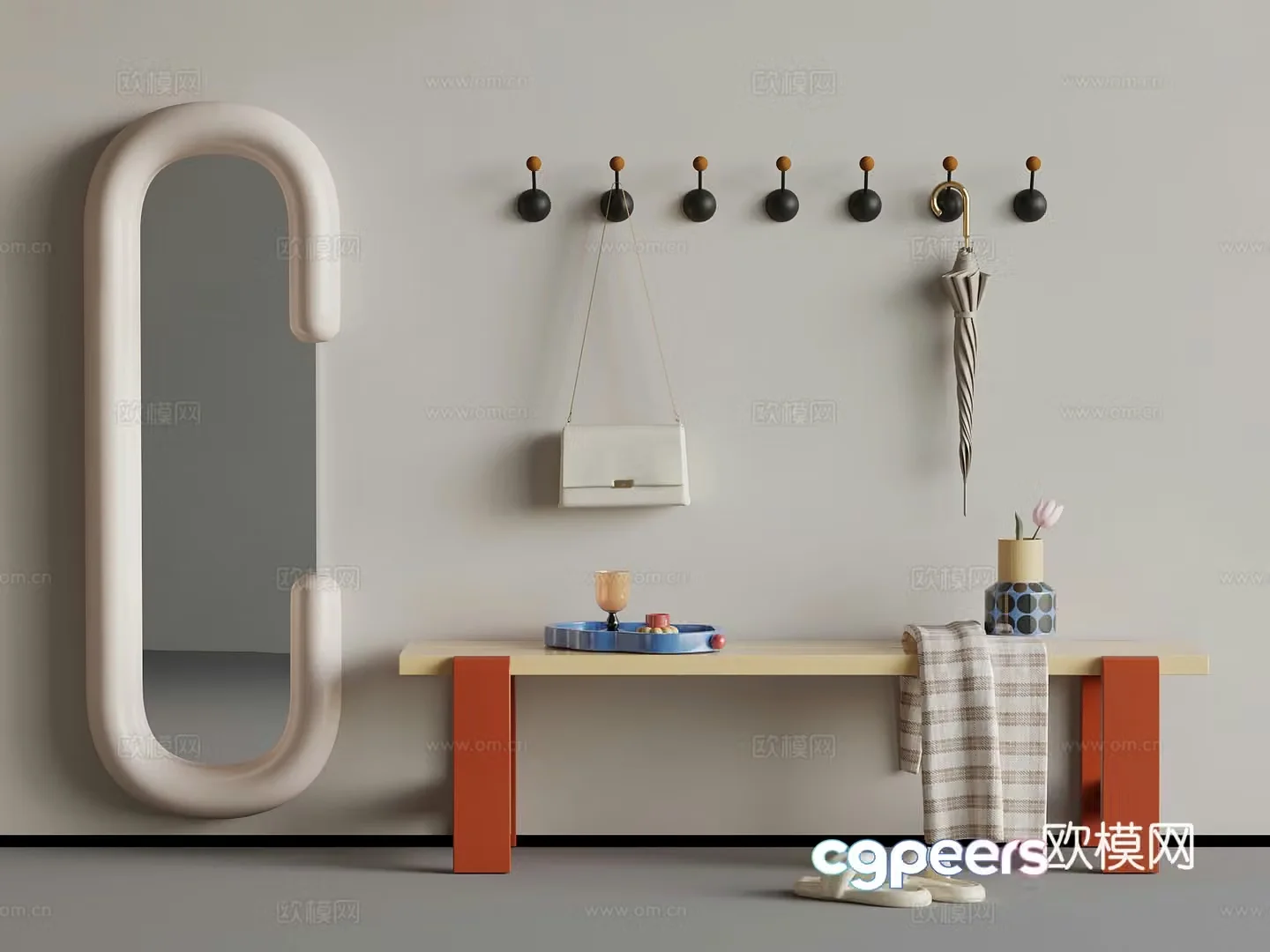 Shoe change stool Dopamine shoe change stool Mirror 3D model