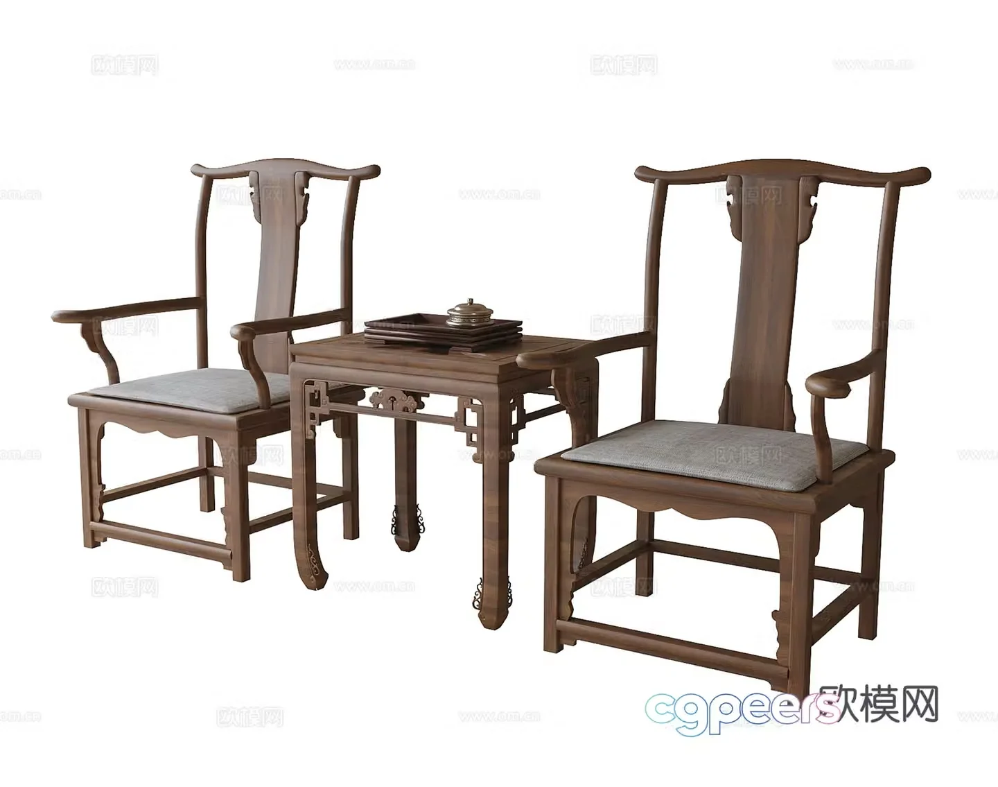 Chinese style chair tea chair official hat chair 3d model