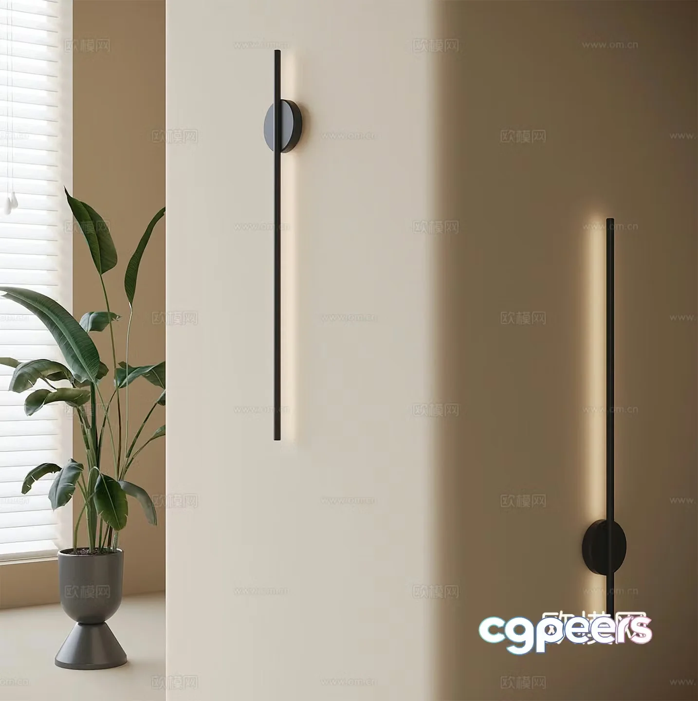 Modern strip wall light 3d model