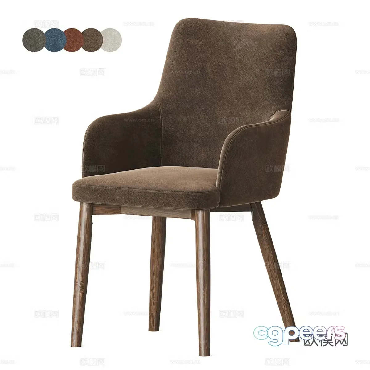 New Chinese style fabric single chair 3D model
