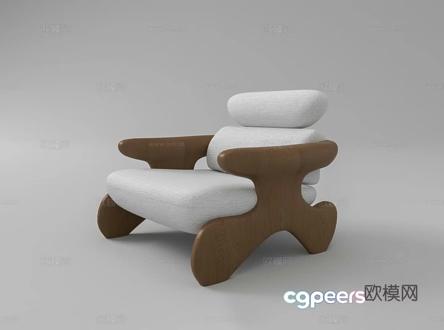 Wasabi single sofa hotel leisure chair lazy chair stylish single sofa log sofa 3d model
