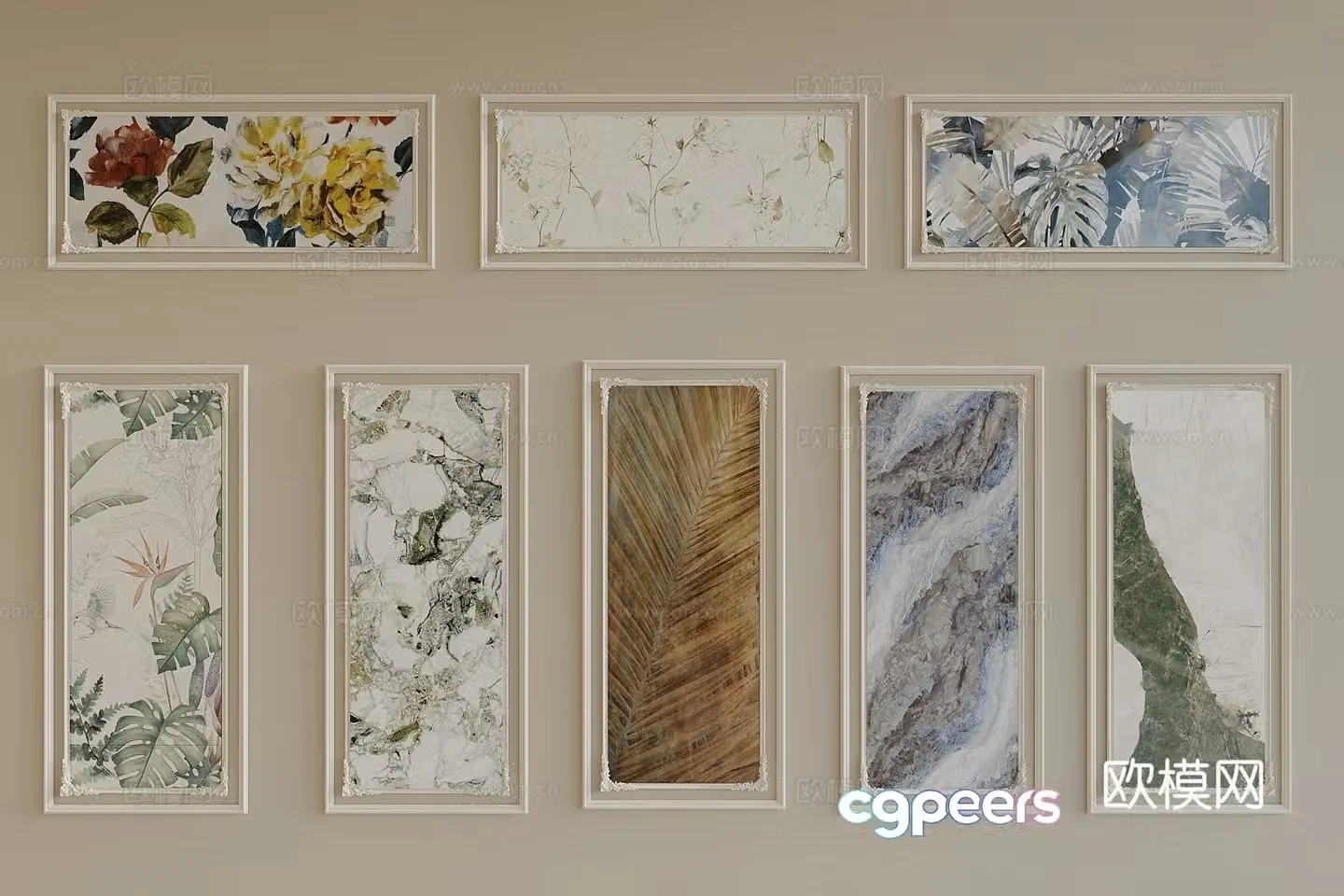 Modern light luxury style stone slab background wall large slab background wall marble background wall porch background wall 3D model