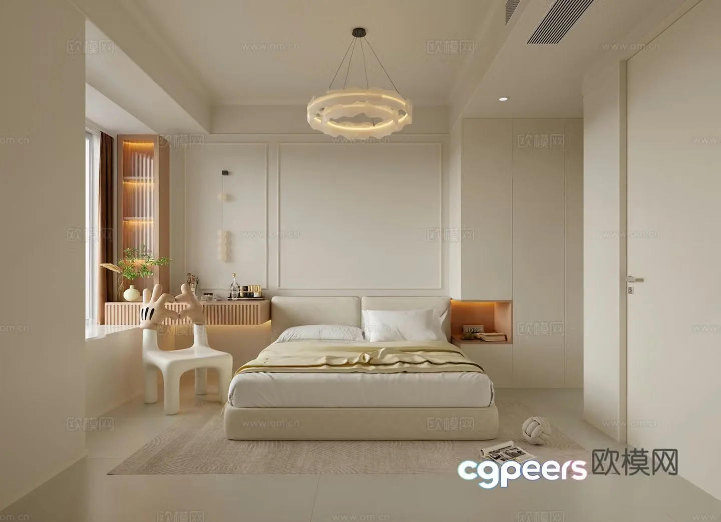 Modern French Cream Bedroom Master Bedroom Master Bedroom Simple 3D Model