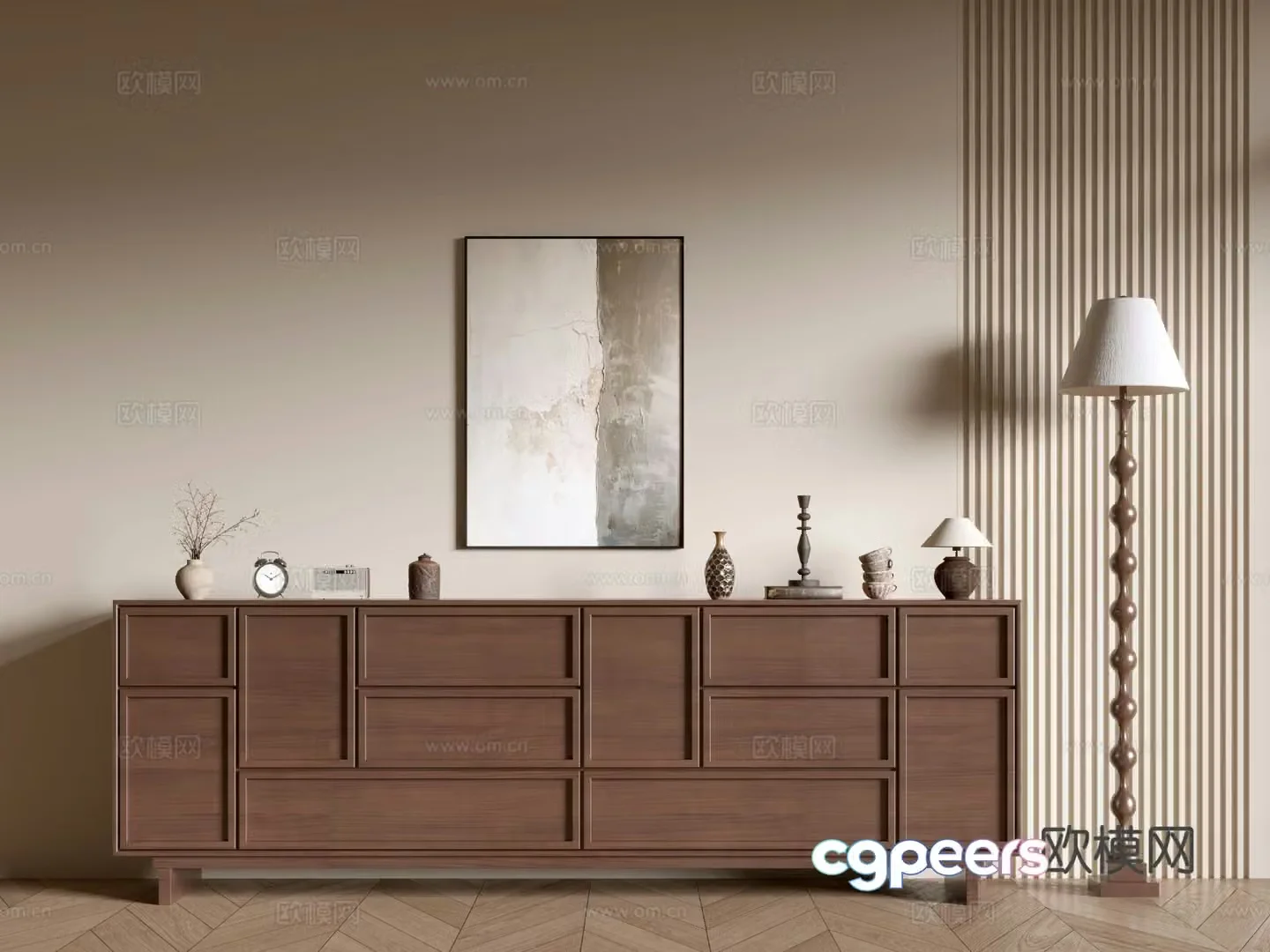 Medieval style TV cabinet wood grain TV cabinet 3D model