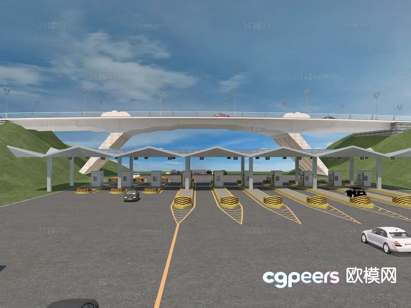 highway toll station highway highway entrance 3d model