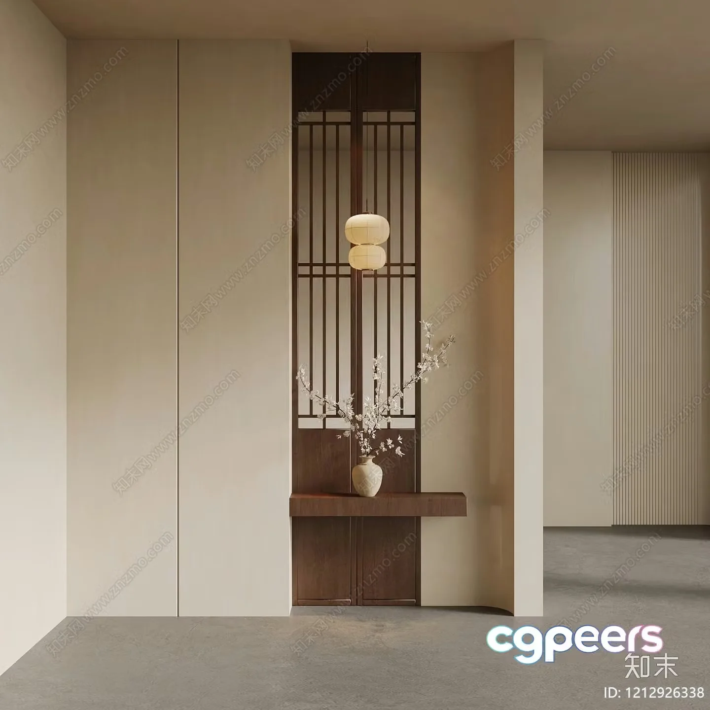 Modern Asian-Inspired Entryway 3D Model – 4841 – VRAY Render