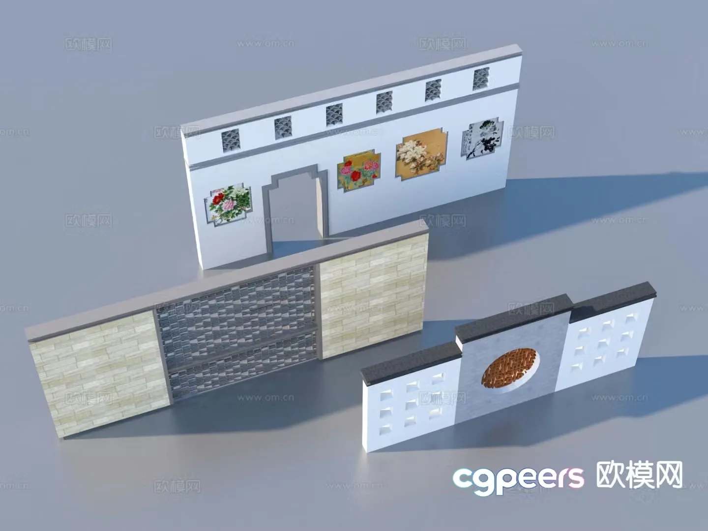 Chinese style fence landscape wall courtyard wall 3d model
