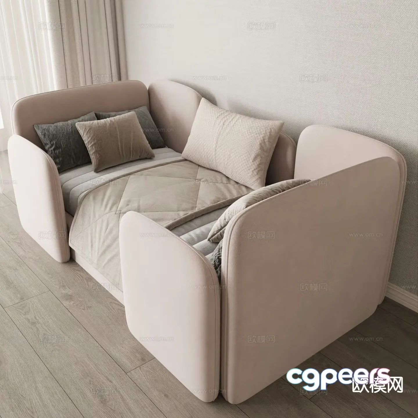 Modern single bed 3d model