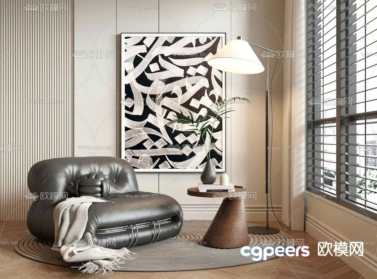 Medieval style single sofa leisure sofa 3d model