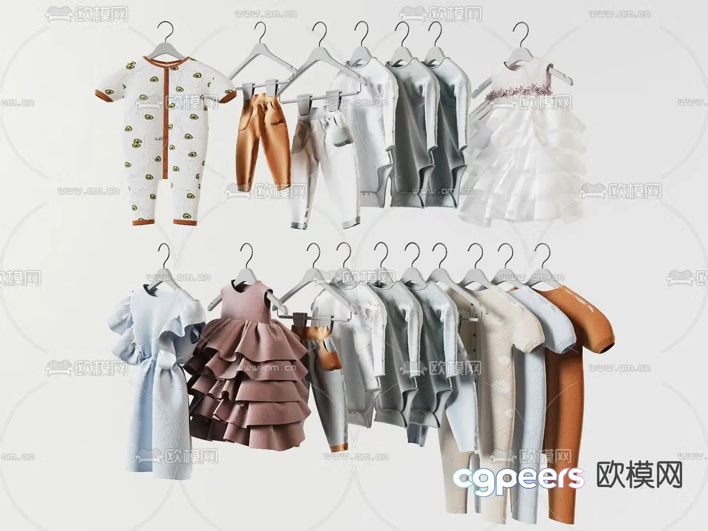 children clothes clothing hanger 3d model