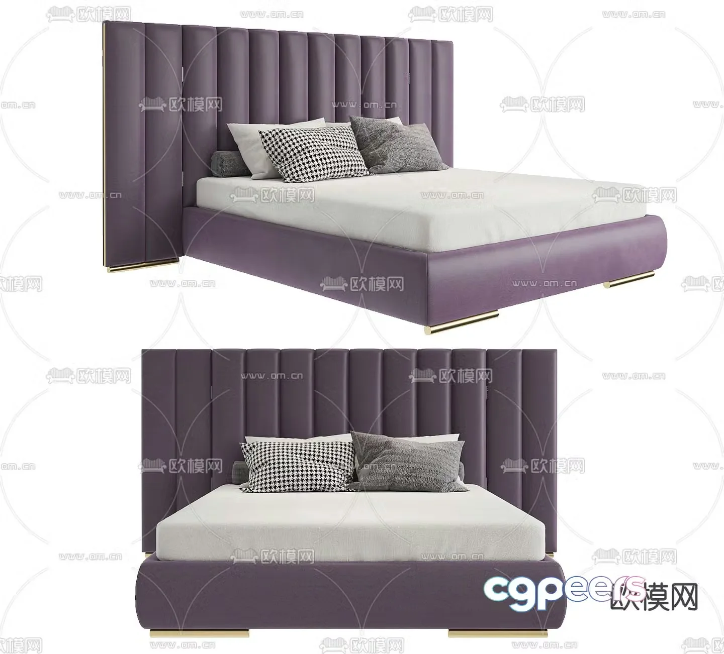 Modern double bed 3d model