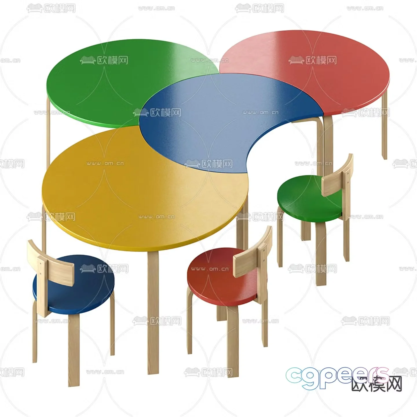 Children’s table and chair 3d model
