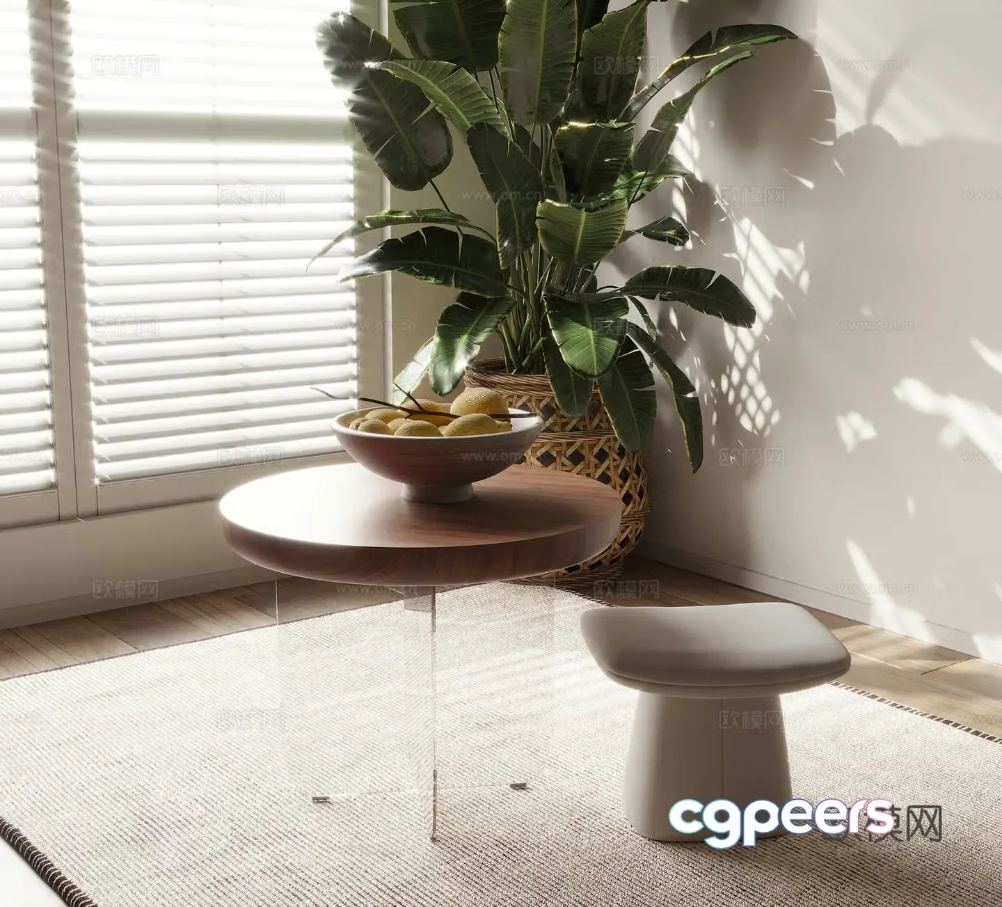 Medieval style round corner table round table side table 3D model