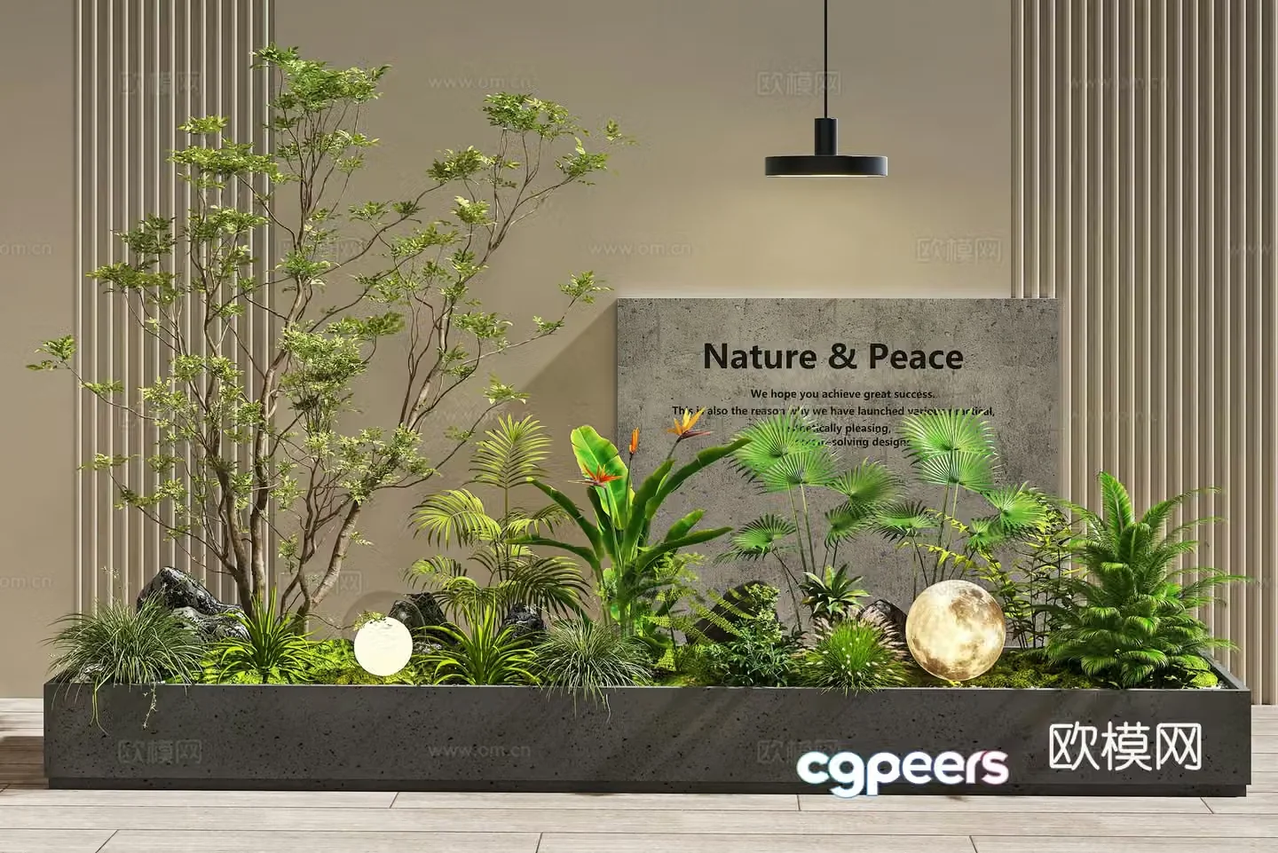 Modern interior landscape Landscape Garden landscape Plant pile Green plant combination Garden sketch 3D model