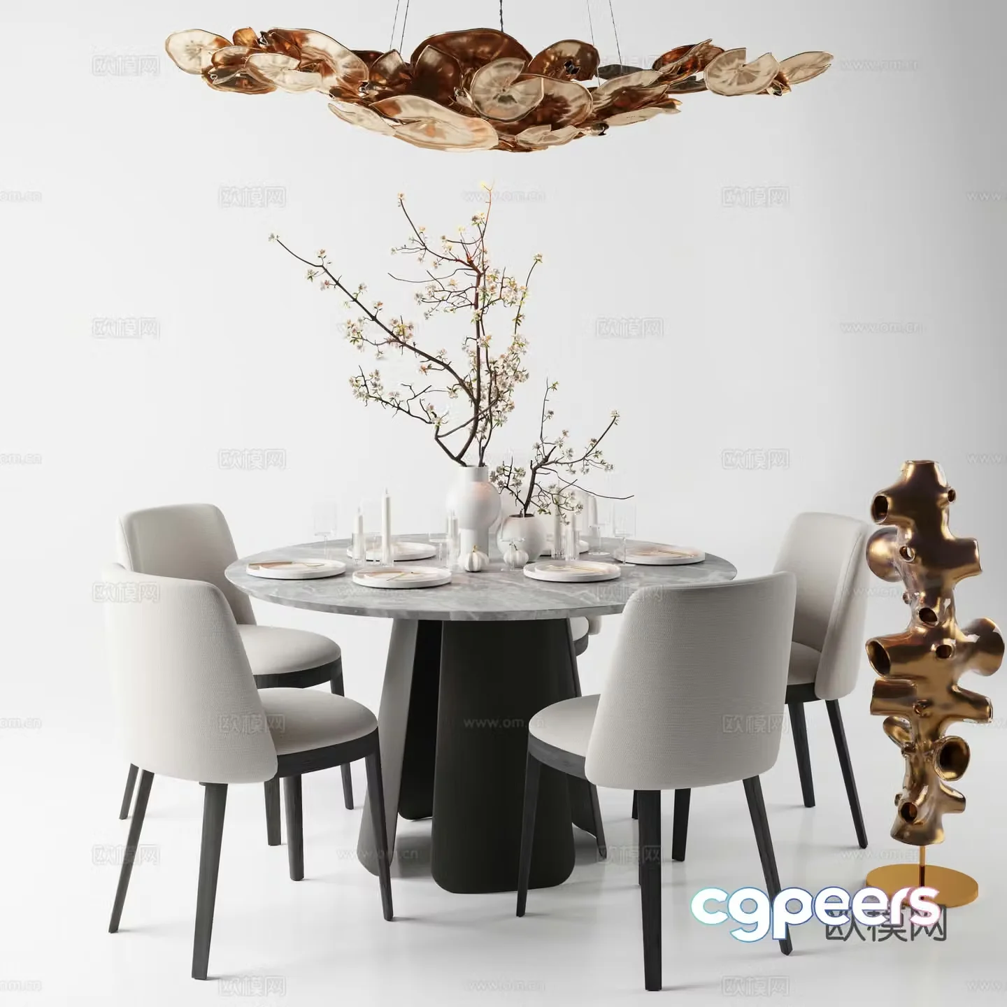 Dining table Dining chair Restaurant Carpet 3d model