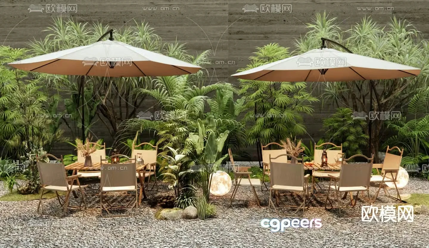 Modern outdoor chair parasol 3d model