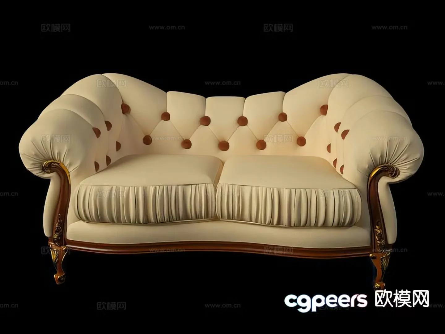 American sofa leather double sofa 3d model