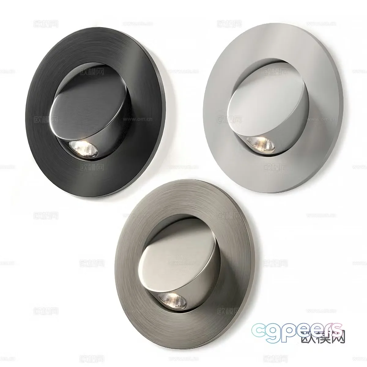 Modern Italian circular embedded LED bedside reading light 3D model