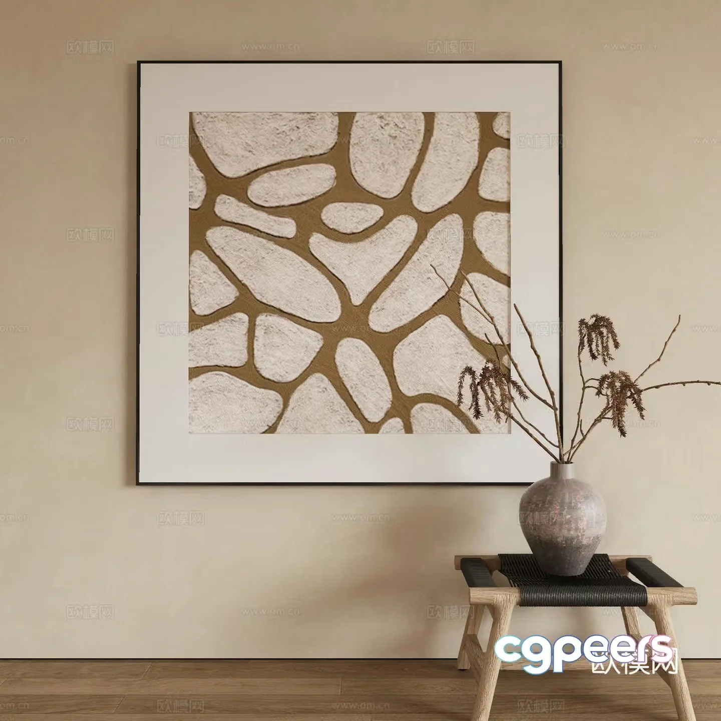 Wabi-sabi texture painting decorative painting 3d model