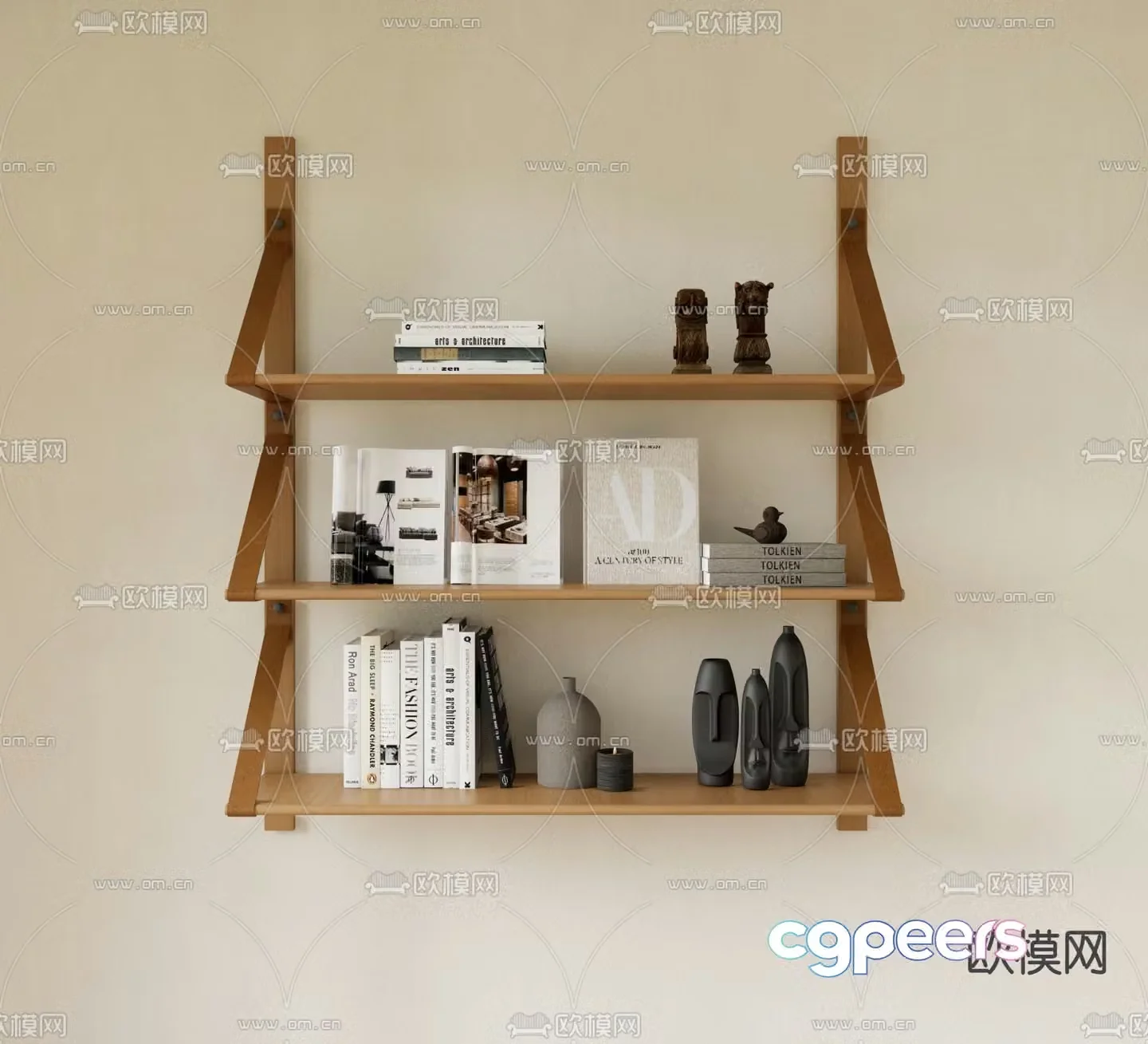 Wall cabinet bookshelf storage rack 3d model