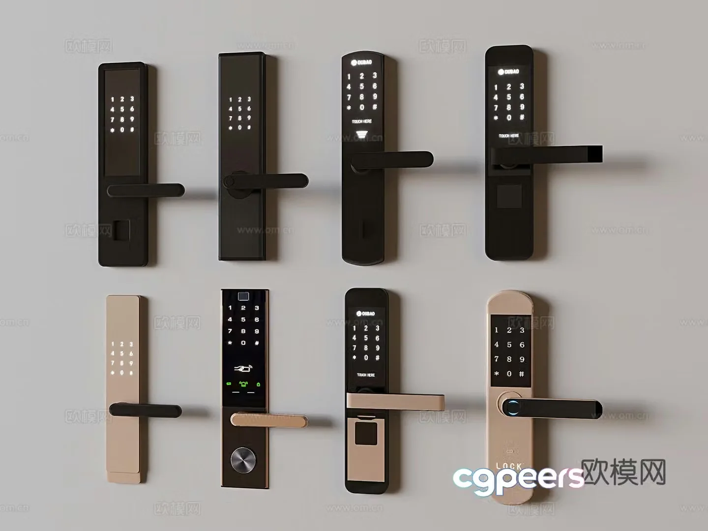 Electronic lock door handle password lock fingerprint lock 3d model