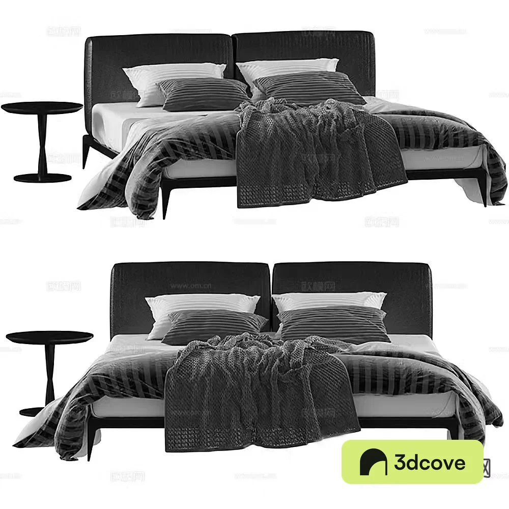 Modern double bed 3d model