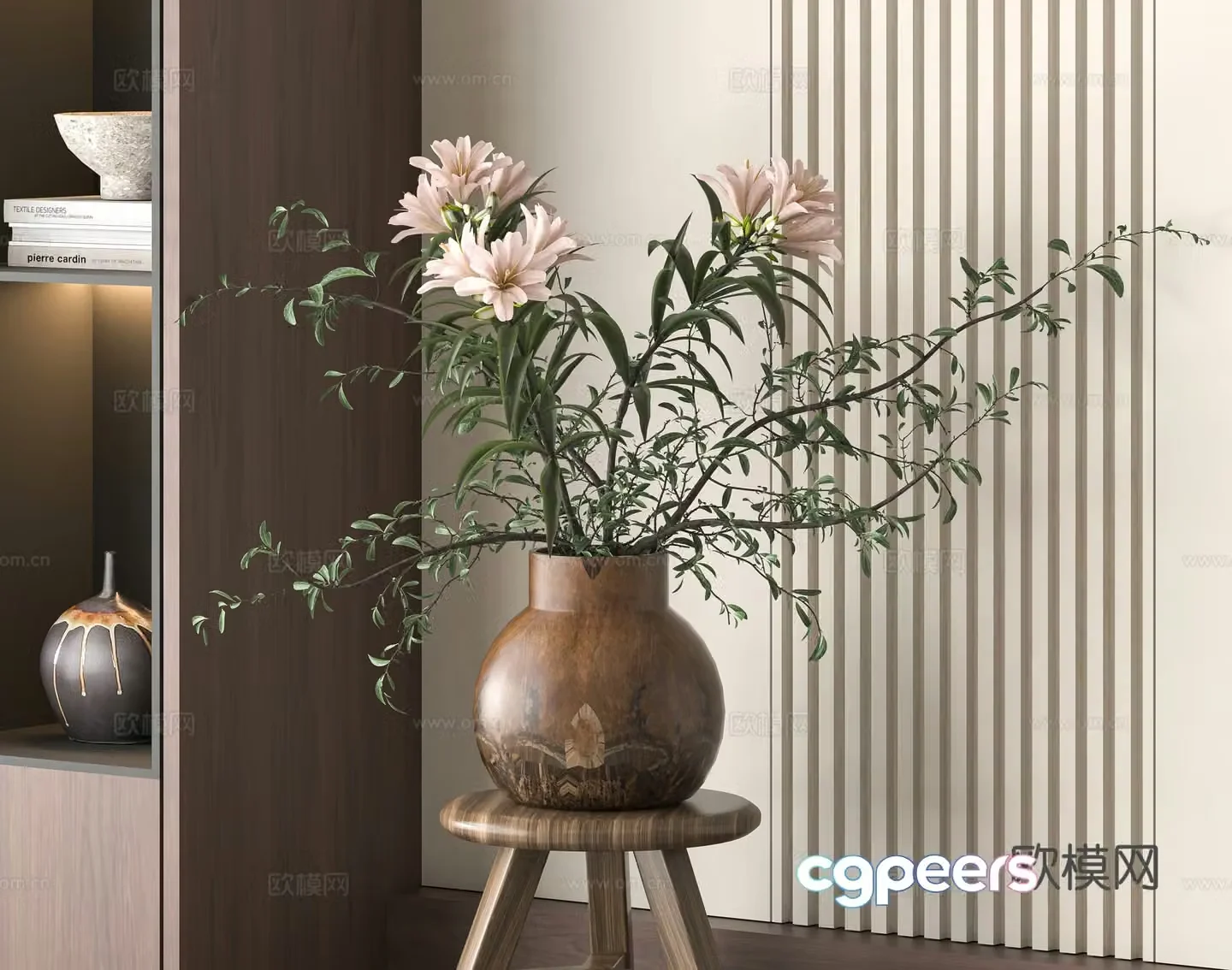 Modern vase flower art flower arrangement 3d model