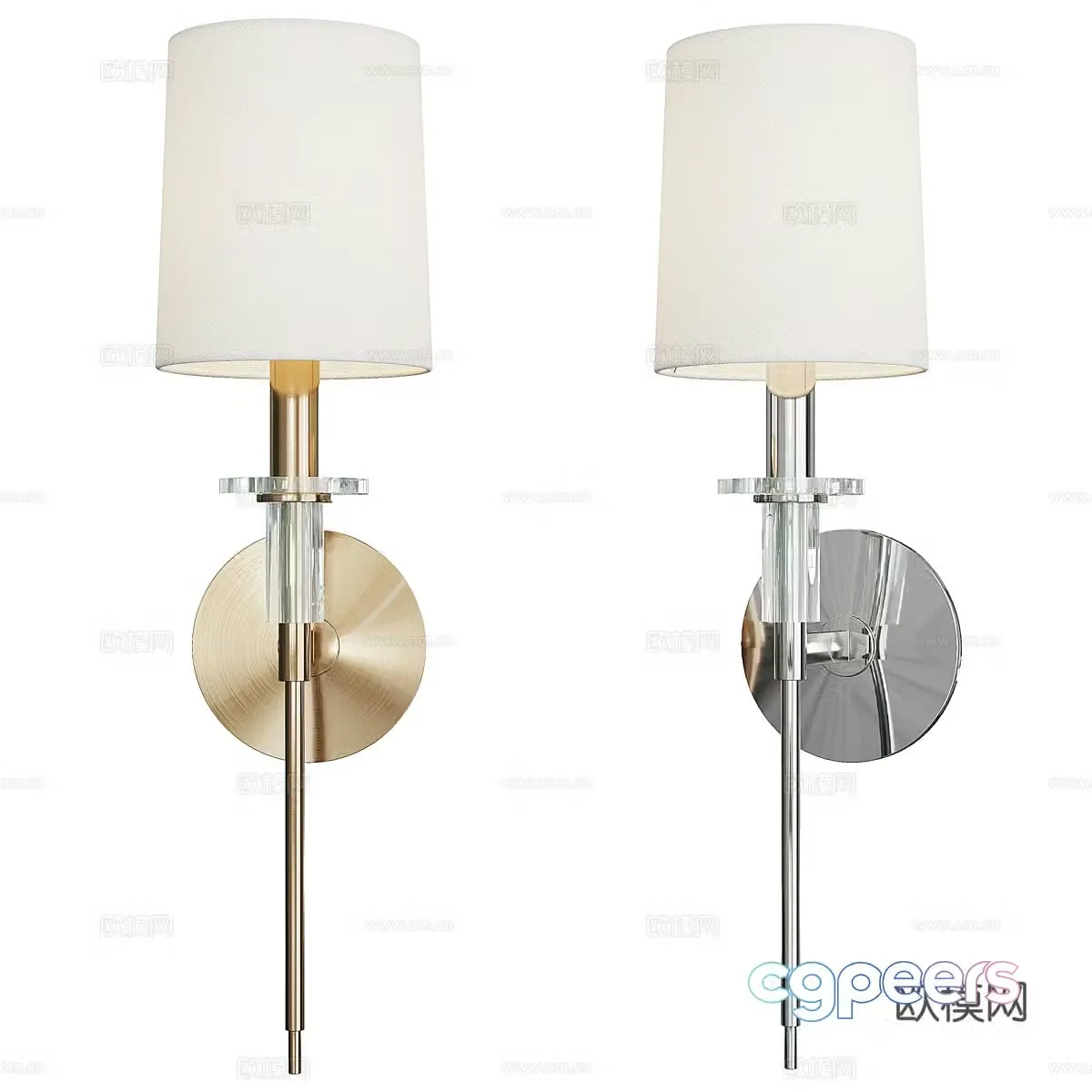 Modern light luxury metal long wall lamp 3d model