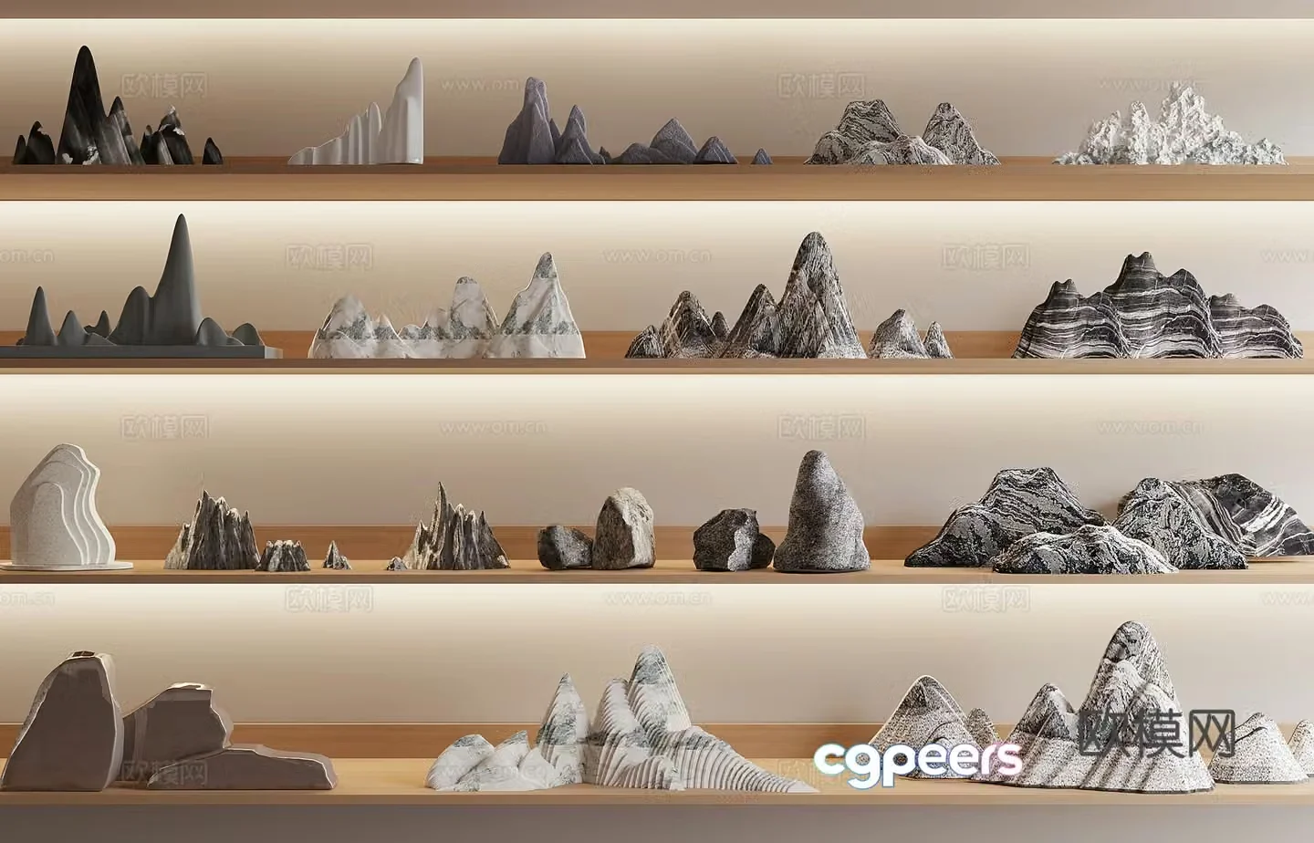 New Chinese rockery mountain-shaped stone 3D model