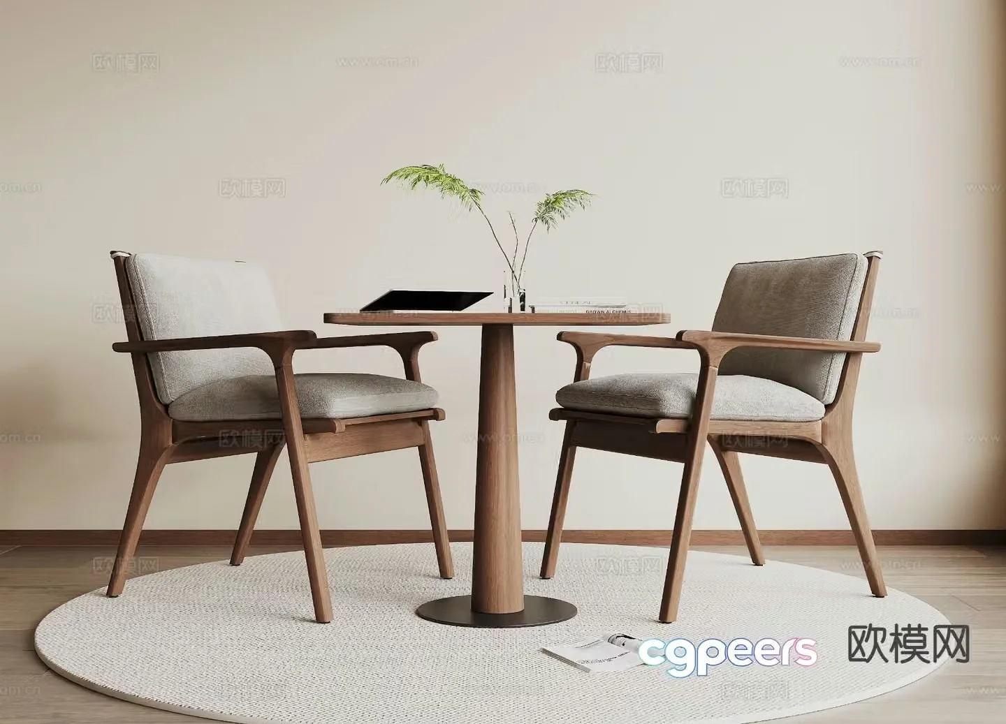Medieval style leisure table and chairs 3D model
