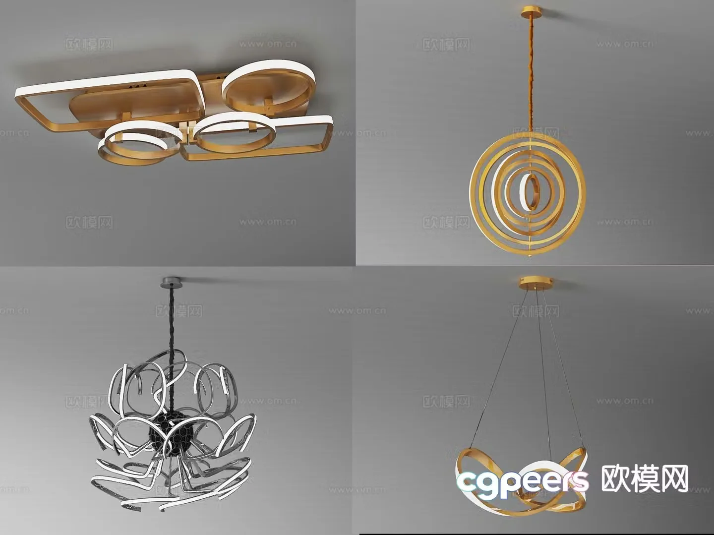 Light luxury metal chandelier metal chandelier 3d model