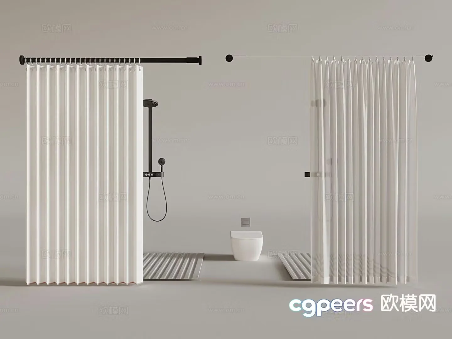 Modern shower partition shower head 3d model