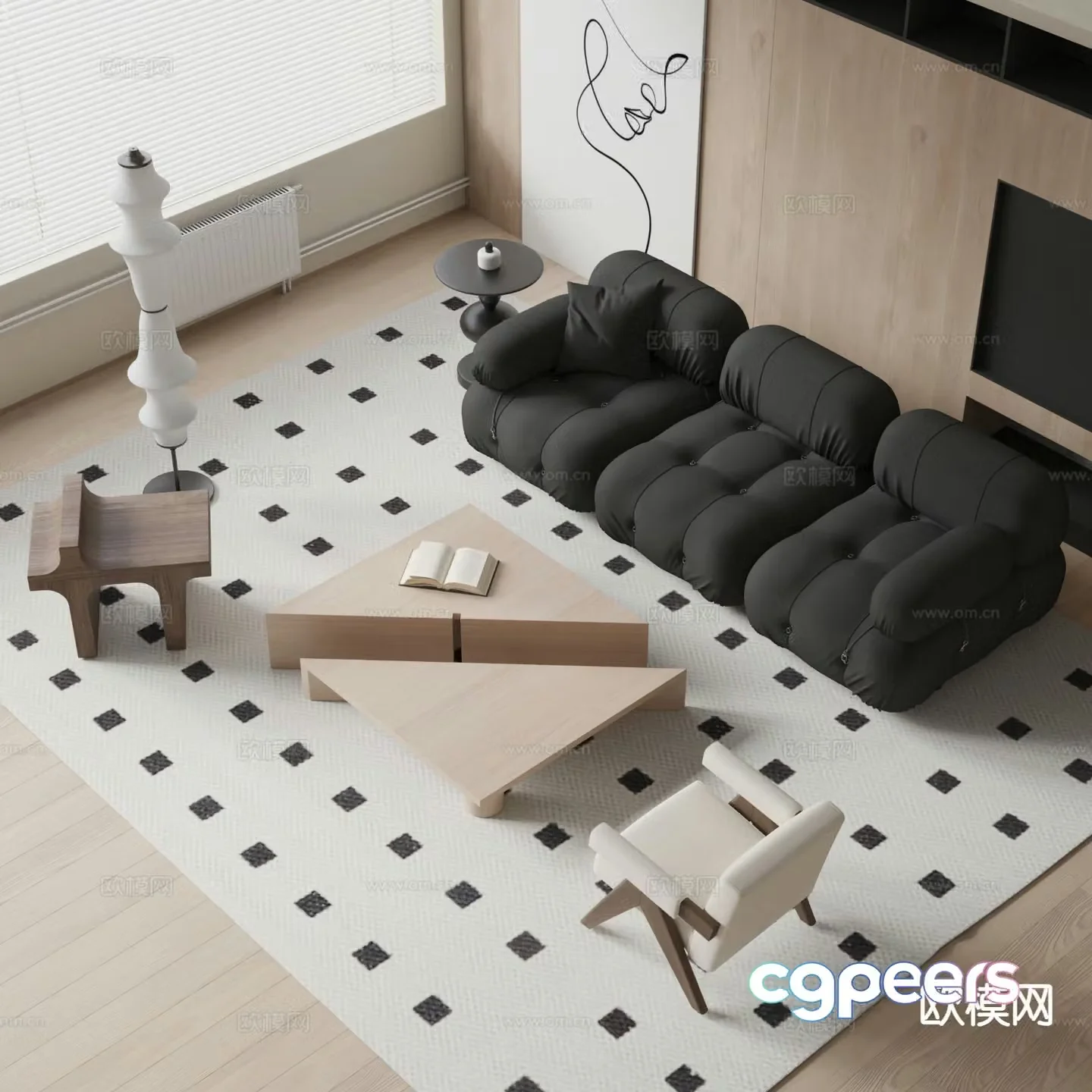 Modern sectional sofa 3d model