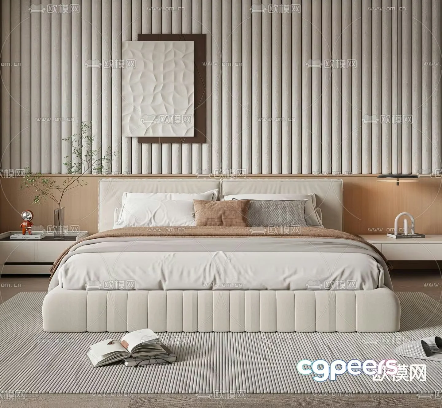 Modern double bed 3d model