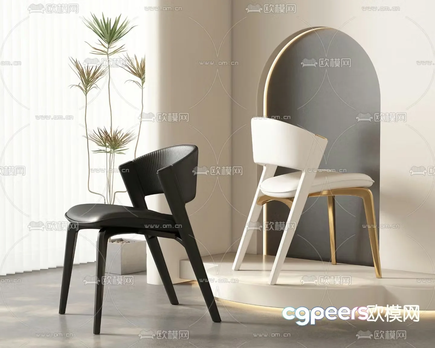 leather chair dining chair 3d model