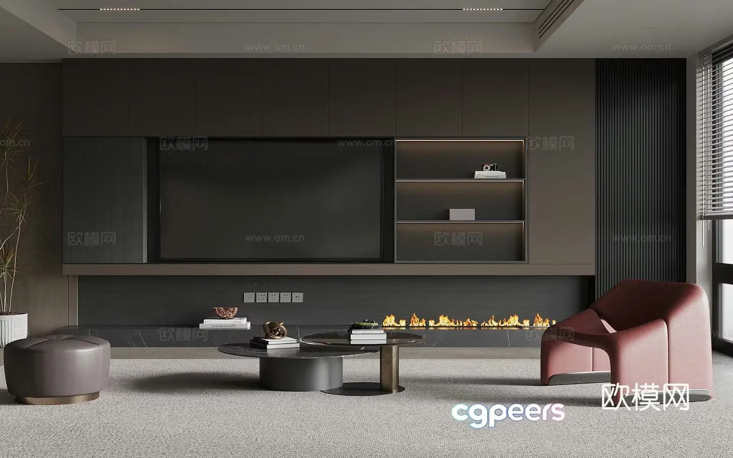 Modern Italian living room TV background wall sofa combination 3d model