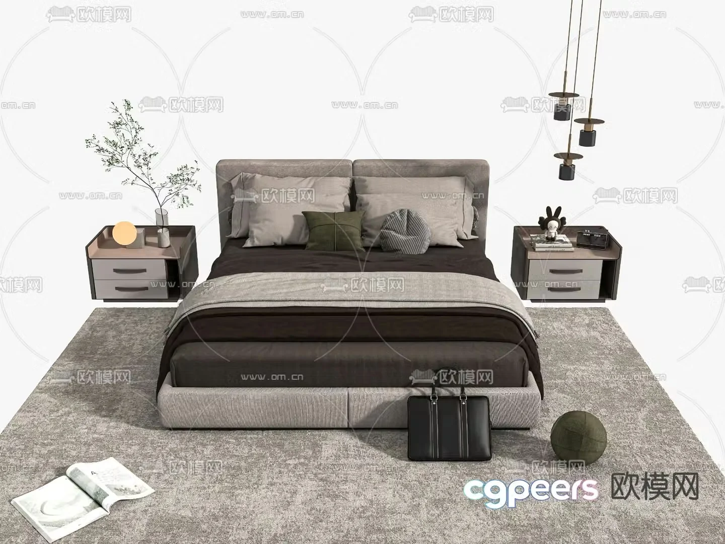 Double bed 3d model