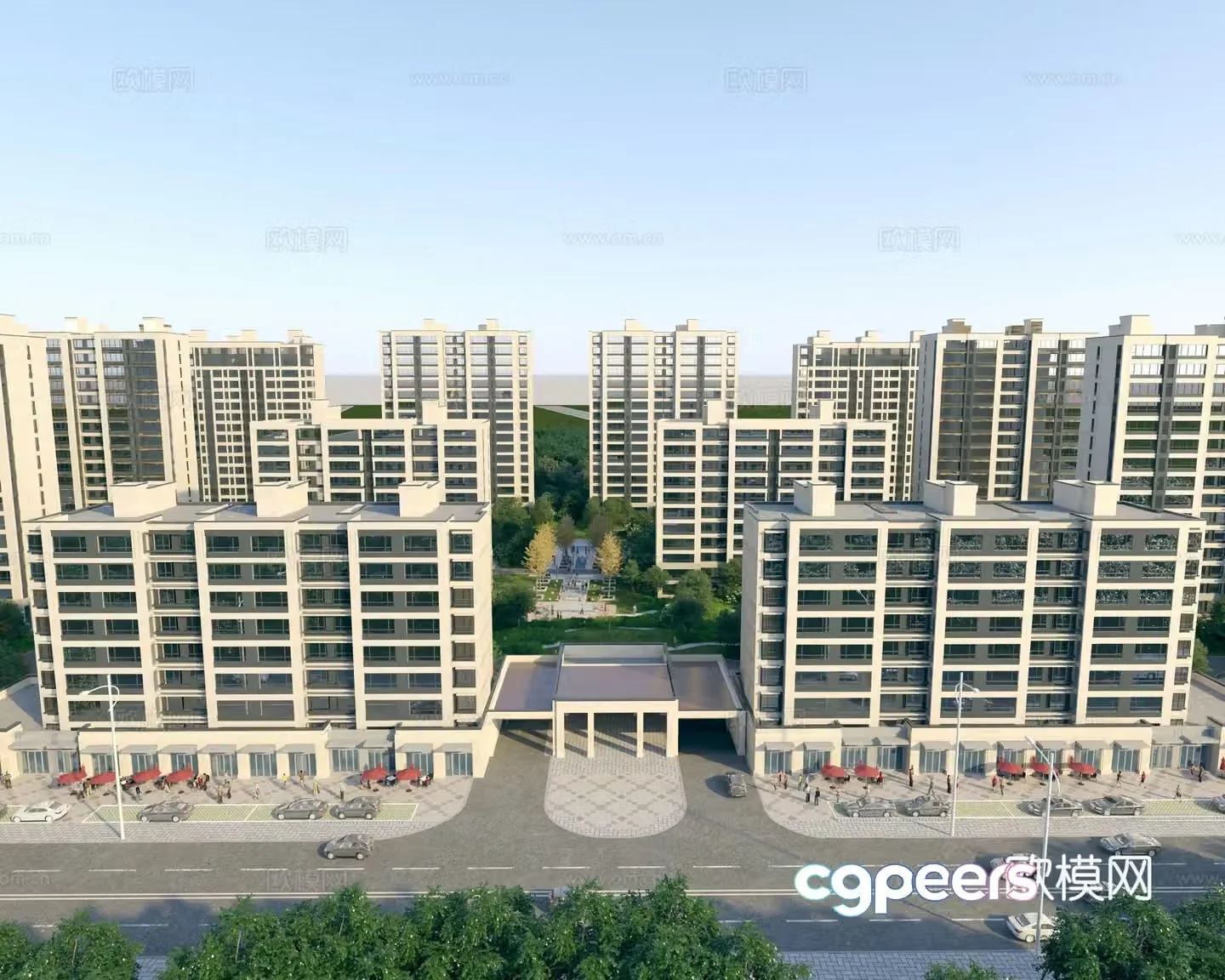 Modern house aerial view 3d model