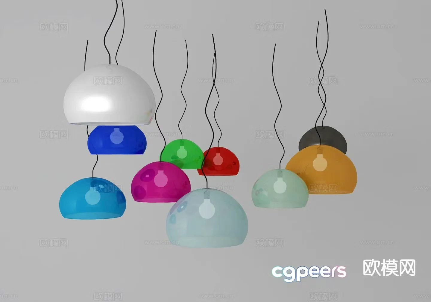 Modern colorful chandelier 3d model
